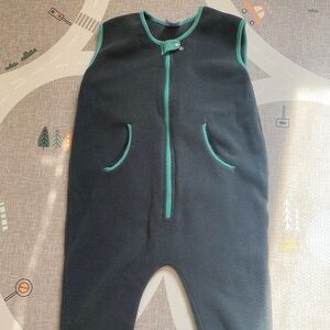 Cozy Kids Sleeveless Bodysuit in Charcoal with Teal Accents